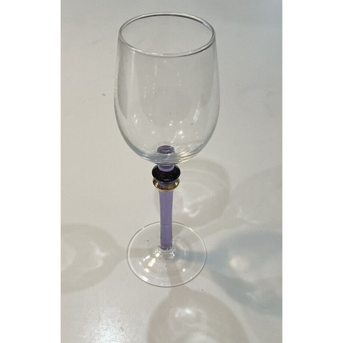 Purple & Gold Color stemmed wine glass. Unbranded.