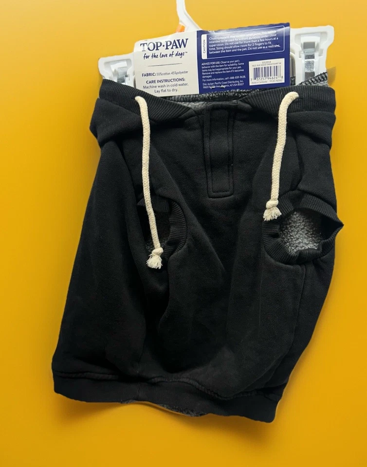 Top Paw DOG Ropa Negro Forrado de Vellón Sudadera con Capucha Sudadera Nueva Mediana Foto 2 de 2