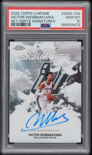 2025 TOPPS CHROME SKY WRITE SIGNATURES AUTO VICTOR WEMBANYAMA PSA 10 5472