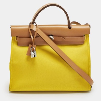 Hermes Herbag Zip 31 Jaune de NaplesNatural Officier Toile and Vache Hunter Top