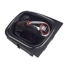 Manual Car Chrome Leather Gear Shift Knob with Gaiter Boot Cover for VW 6 Speed