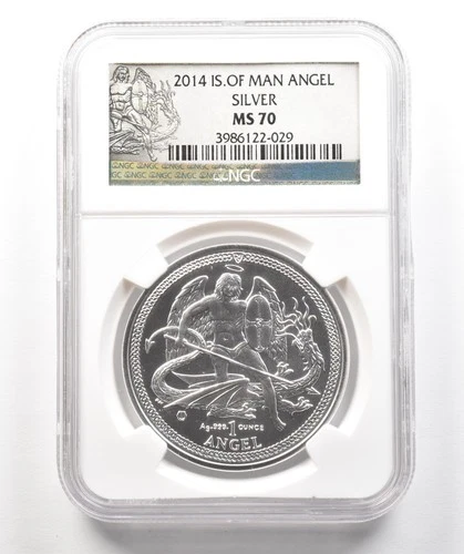 2014 Isle Of Man Silver Angel 1 Oz MS70 NGC *4282