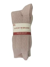 Lucky Brand Women's Super Soft Boot Socks 6Pk Size 5 to 10 Pinks Recycled Yarns