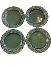 Hampton at  @ Home Salad Plate Christmas Berries  Holly Green Embossed Set of 4