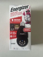 NEW SEALED Energizer Smart Wi-Fi Indoor Outdoor Bulb Socket P/T Camera Black