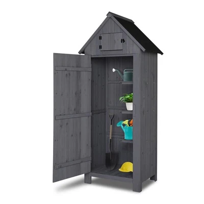Outdoor Wooden Storage Sheds Fir Wood Storage Cabinet with Shelves (70x21x30)"