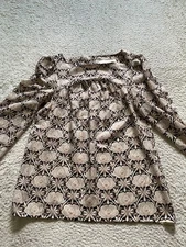 LOFT Women Floral Sheer Long Sleeve Boat Neck Pleated Blouse Multicolor Size XS