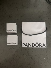 Pandora 2 Empty Box Charm Ring Gift Box White with Black Velvet and Gift Bag
