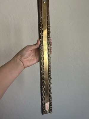 Vintage Mid-Century Walnut & Brass Tie Rack Hanger   13.5 Organizer Swank