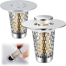 2Pack Bathroom Sink Stopper for 1-1.50In, Universal Drain Filter for US Stainles
