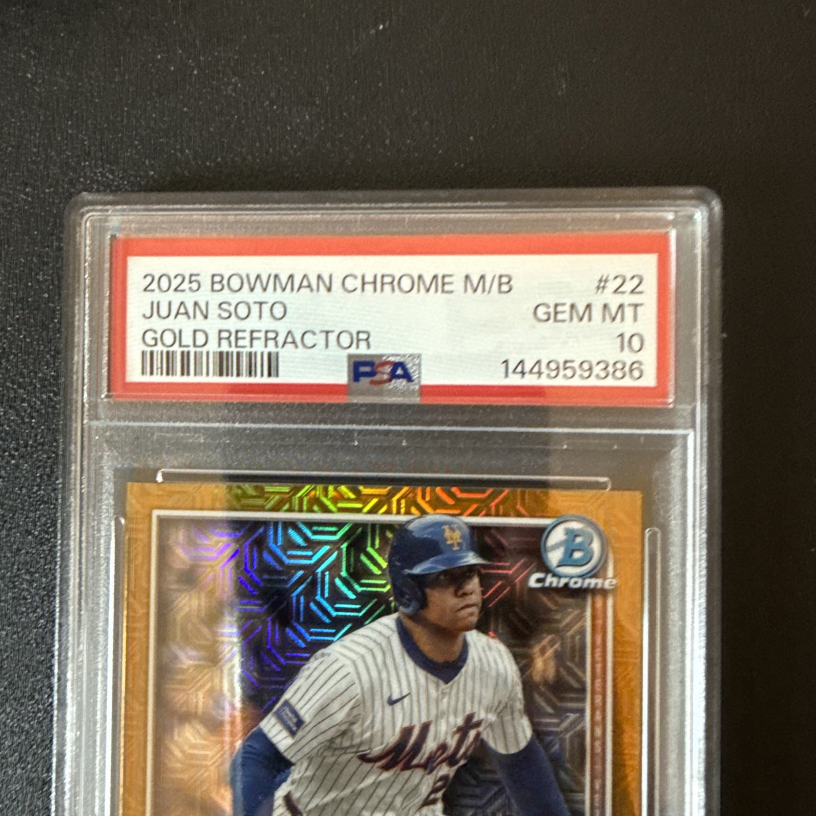 2025 Juan Soto Gold Refractor /50 Mega Box PSA 10 #22 Bowman Chrome 🔥 view 3
