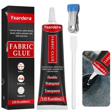 Fabric Glue, Permanent, Clear, Washable Adhesive for Clothing, Patches,...