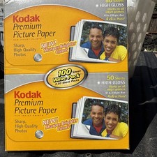 KODAK Premium Picture Paper, 100 sheets, High Gloss - 4"x 6" New Sealed Inkjet