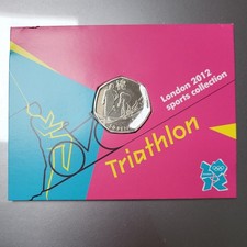 2012 LONDON OLYMPIC SPORTS 2011 50p COIN UNC SEALED IN CARD. TRIATHLON.