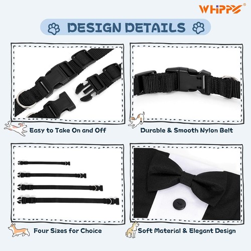 Bandana Collar with Bow Tie Pet Wedding Tux Formal Costumes Engagement Birthday - Picture 30 of 37