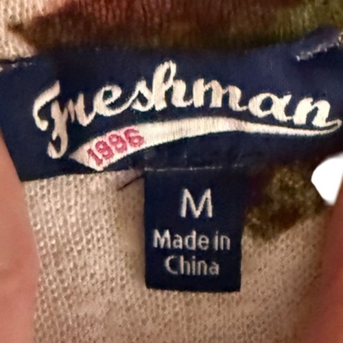 Maglione cardigan spolverino Freshman beige e rosa con orlo floreale e pizzo taglia M - Foto 5 di 9