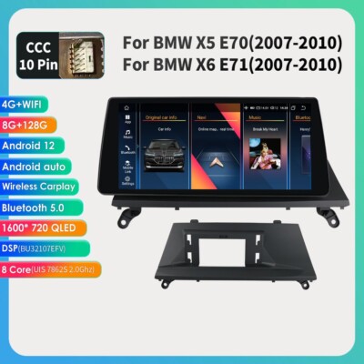 10.33'' Android 14 Car Stereo GPS Carplay 8-Core For BMW X5 E70 X6 E71 CCC 8+128G