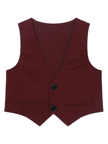 UK Boys V Neck Formal Suit Vest 2 Buttons Single Breasted Waistcoat for Party - Picture 9 of 24