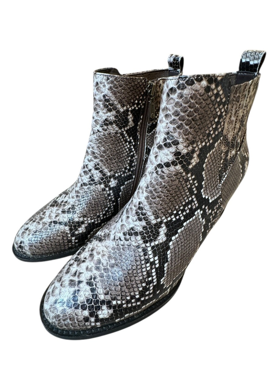 Blondo Women's Elvina Snake Print Leather Ankle Boots Gray Size 11