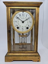 Antique SETH THOMAS Victorian Brass & Glass Fancy Dial Crystal Regulator Clock