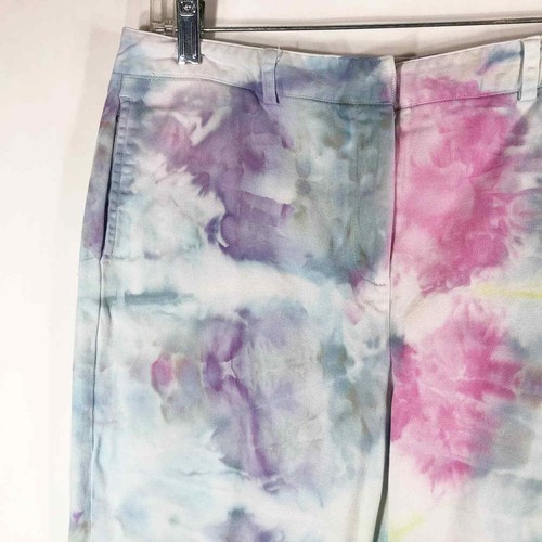Larry Levine Size 14 Shorts Lime Squeeze Handmade Tie Dye Green Blue 224 - Picture 8 of 11