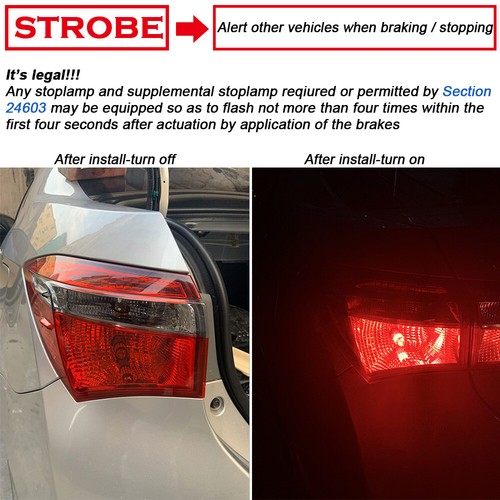 7443 39-LED Red Strobe Flashing Brake Tail Light Bulbs for Honda Hyundai Sonata - Picture 14 of 14