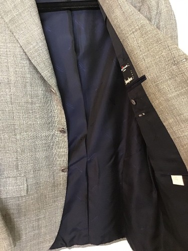 Kiton Jacket Gray White With Blue Three Button Linen/Wool Size 42 R - Picture 8 of 9