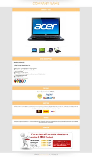 Auction eBay Template Design in Professional HTML Premium HTTPS Secured Theme - - Picture 20 of 24