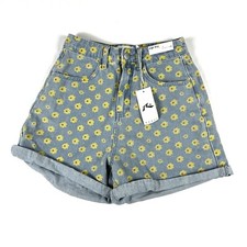 Rusty Light Blue Floral Daisy High Waisted Denim Shorts Sky Blue Women's 6 NWT