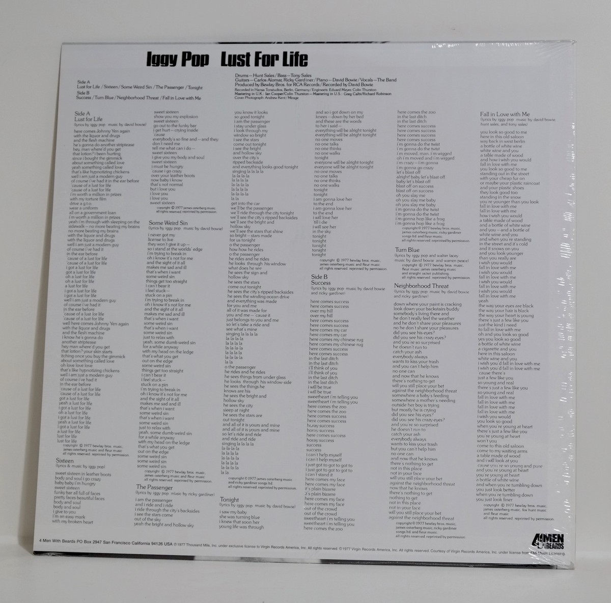 Iggy Pop Lust For Life レア2LP David Bowie IGGY POP Lp LUST FOR LIFE '77 david bowie orig stooges vinyl