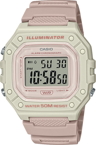 Casio Illuminator 43mm Women's Quartz Watch - Light Pink (W218HC