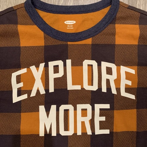 Old Navy Explore More Plaid Pattern Thermal Shirt Youth Boy’s Size XXL (18) - Picture 2 of 4