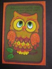 UNUSED 1970s vintage greeting card Greetings Inc. GET WELL Embossed Colorful Owl — photo 1
