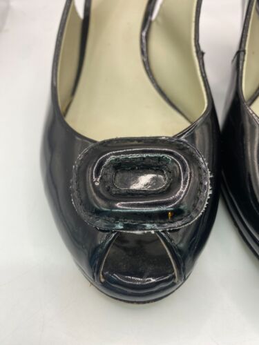 Clarks Sissy Bahama schwarze Schuhe Lackleder Slingback Keilabsatz UK 5 D - Bild 8 von 23