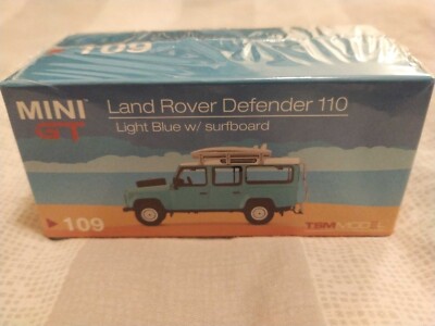 MINI GT Land Rover Defender 110 ライトブルー MINI GT 109 Land Rover Defender 110 Light Blue w/ Surfboard