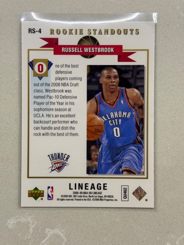 2008-09 Upper Deck Lineage Russell Westbrook Rookie Standouts (RC) #RS-4 **READ - Picture 2 of 2