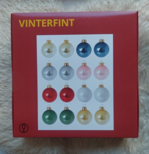 Vinterfint IKEA 2023 GLAS Weihnachtsschmuck 16 Teile 2 1/4" farbiger Globus 905.534.02 - Bild 1 von 4