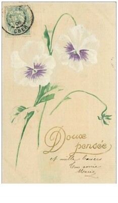 BLUMEN. Nr. 259. WEISSE GEDANKEN. BLASSER HINTERGRUND. CP GEWAFFELT