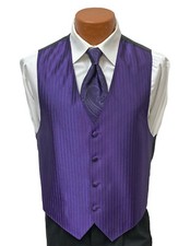 Men's Jean Yves Purple Tuxedo Vest  Paisley Tie Wedding Prom Groom Medium M