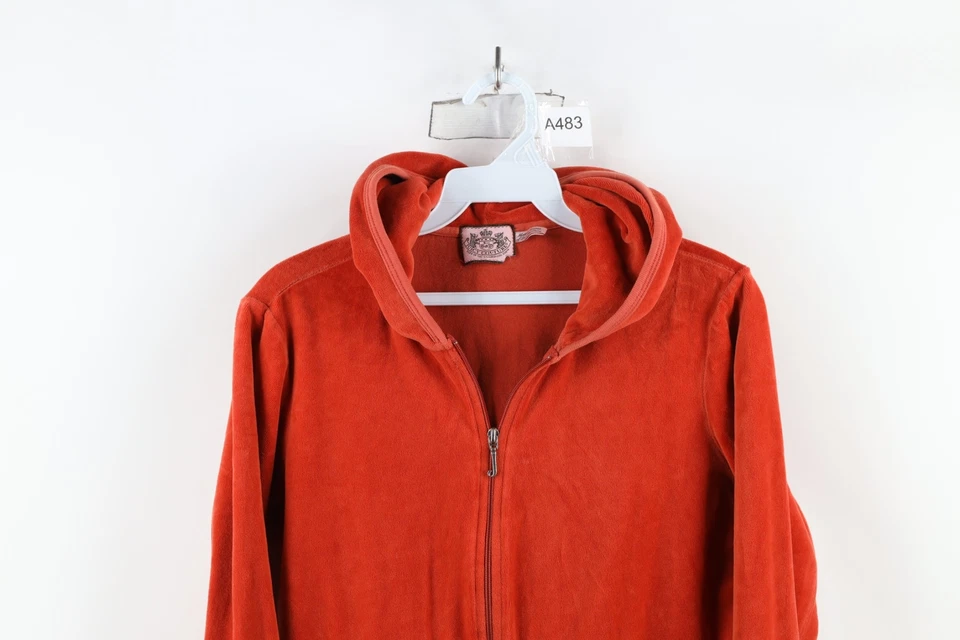 Sudadera con Capucha Vintage Años 90 Y2K Juicy Couture Mujer Pequeña Recortada Terciopelo Cremallera Completa EE. UU. Foto 2 de 4