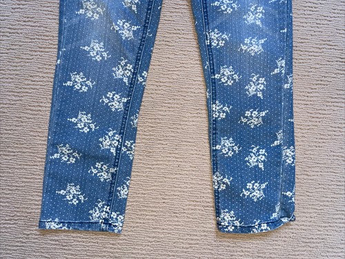 NWT New Girls Mudd Blue Medium Wash Floral Jeans Pants Size 16 Ankle Adjustable - Picture 3 of 10