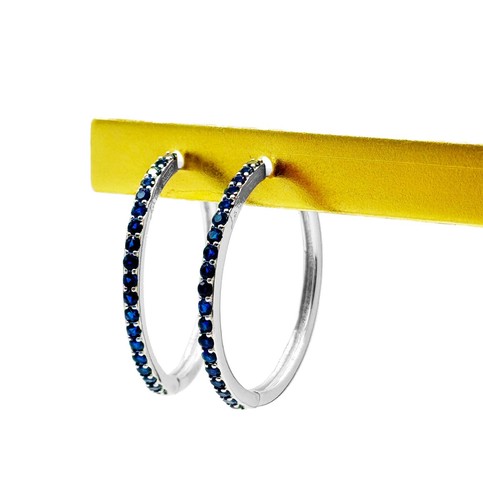 Par De Pendientes de Aro Azul de Plata 925 Rodiado - Hoops Collection - Imagen 50 de 57