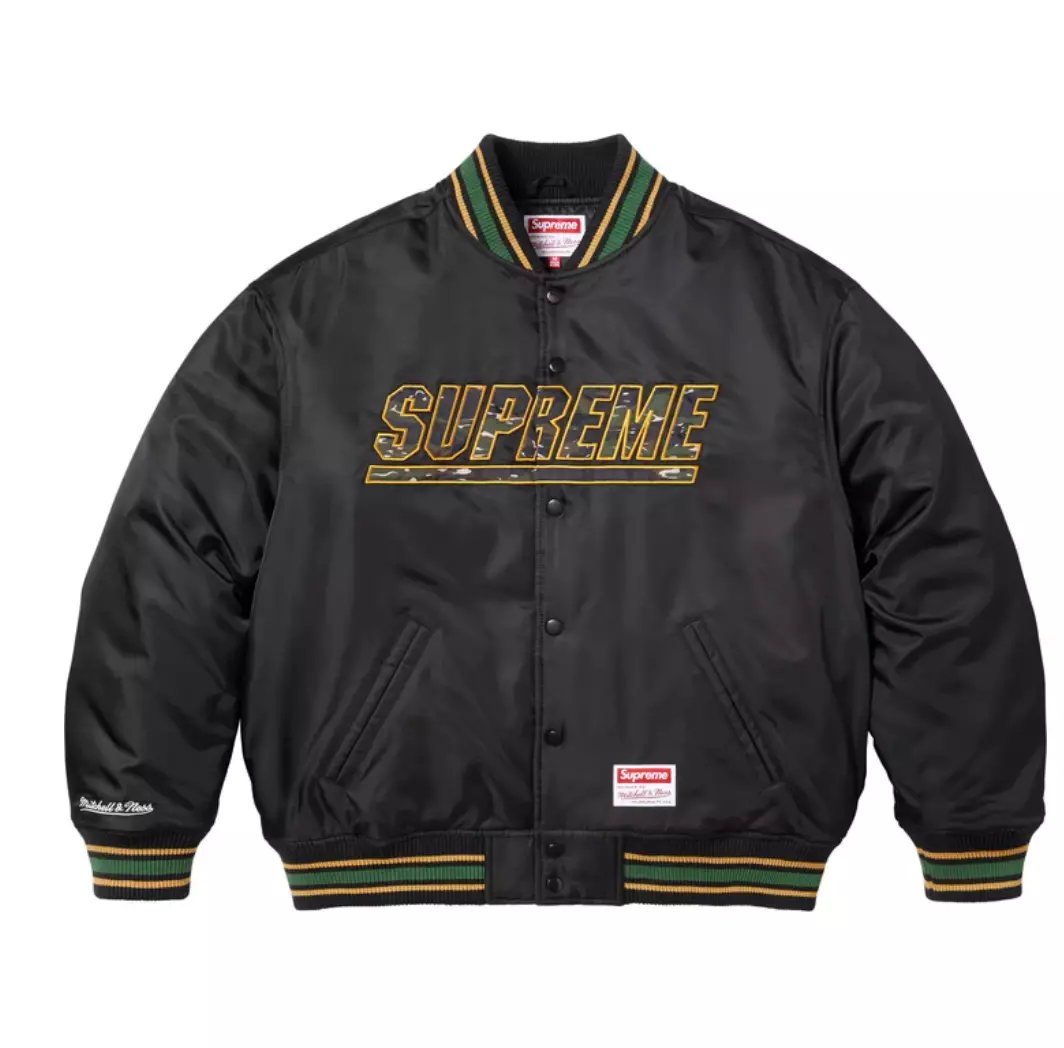 Veste universitaire Supreme x Mitchell & Ness® logo camouflage noir homme XL 2025