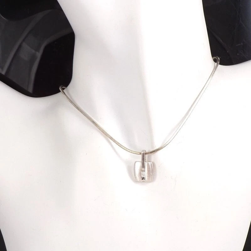 Collar de plata líquida colgante de circonita cúbica transparente fósil 16" Foto 2 de 4