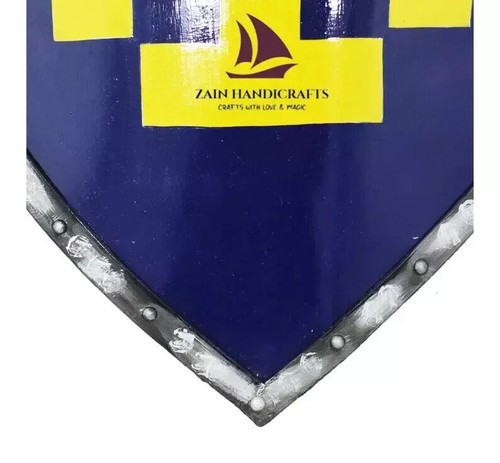 Medieval Battle Warrior Yellow and Blue Shield | Made of 20 Gauge Steel | Knight - Picture 3 of 9