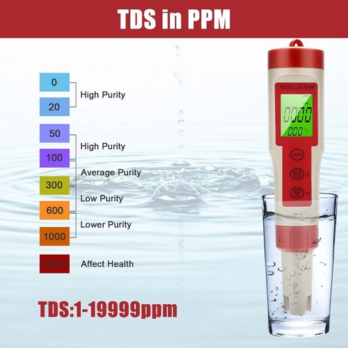 4 in 1 PH TDS EC TEMP Meter Digital Test Pen Home Drinking Water Quality Tester - Picture 5 of 11