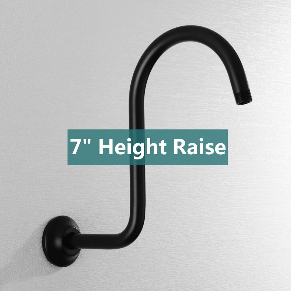 BESTILL 13 Inch S Shape Shower Head High Rise Extension Shower Arm and