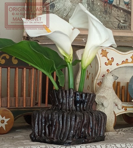 Ikebana Chunky Mop Vase 2022 C Peterson * ARTIST handmade Flower Display SIGNED - Picture 4 of 21