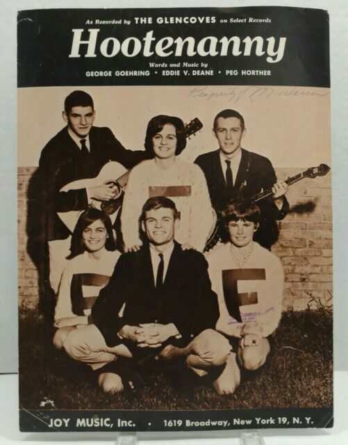 Hootenanny The Glencoves Piano Vocal Chords 1963 Sheet Music F3P Hootenanny The Glencoves Piano Vocal Chords 1963 Sheet Music F3P