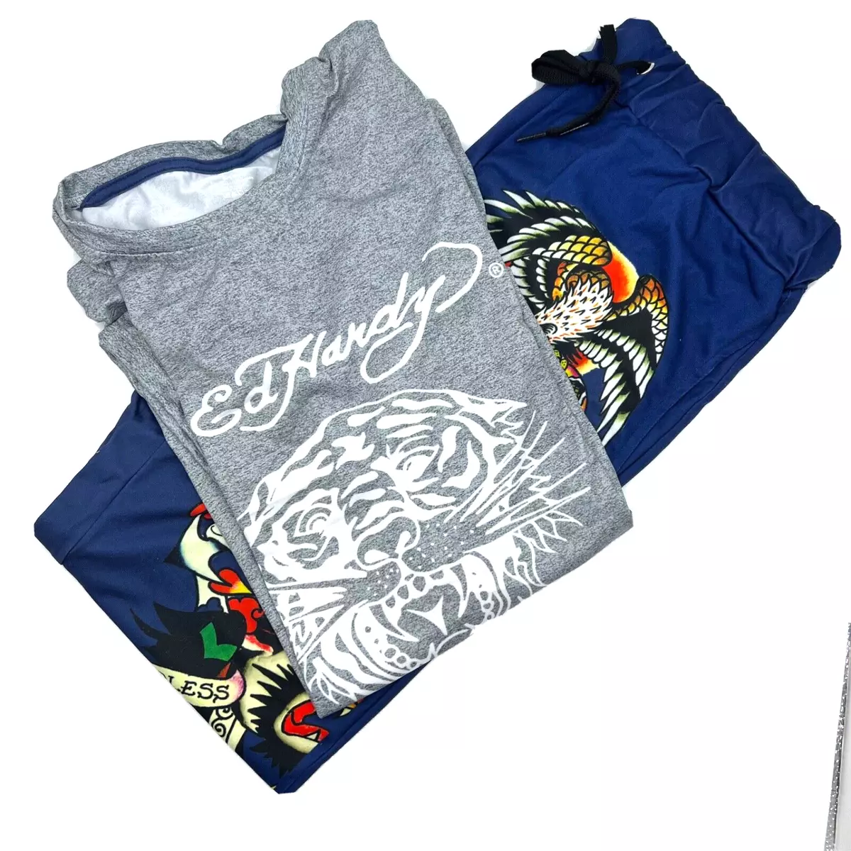Ed Hardy Mens Boxed Pajama Set Size Medium Crew Top Stretch Joggers Gift Ready